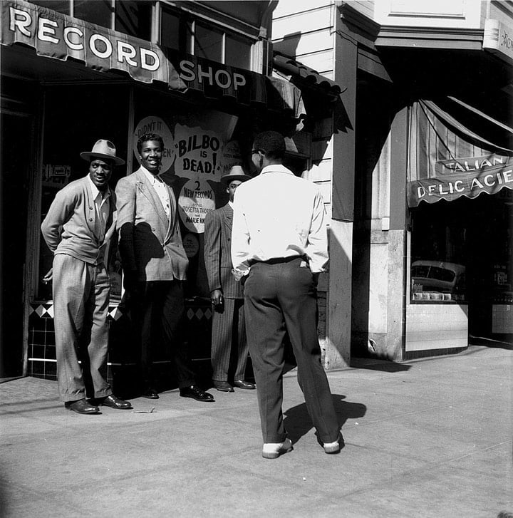 David Johnson, Melrose record shop, San Francisco, 1950