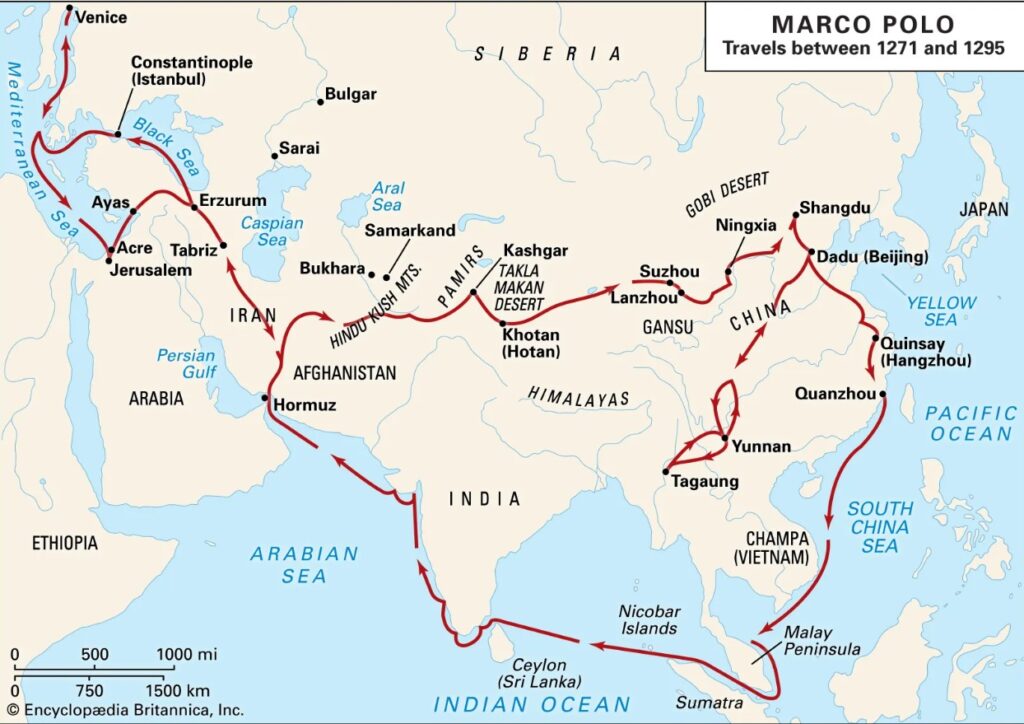 Marco Polos travels to Asia