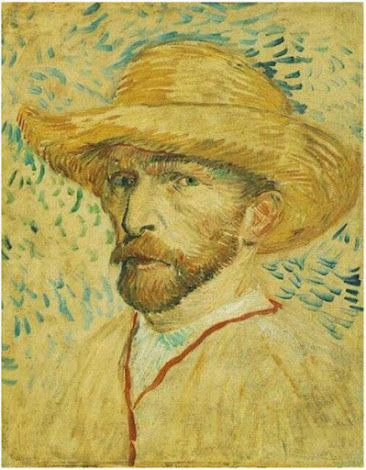van gogh self portrait with straw hat 2