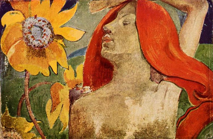 Painters [*/ ) Sunflowers | Paintings by Paul Gauguin, 1901 2 Painters [*/ ) Sunflowers | Paintings by Paul Gauguin, 1901 Paul Gauguin Redheaded woman and sunflowers 1890
