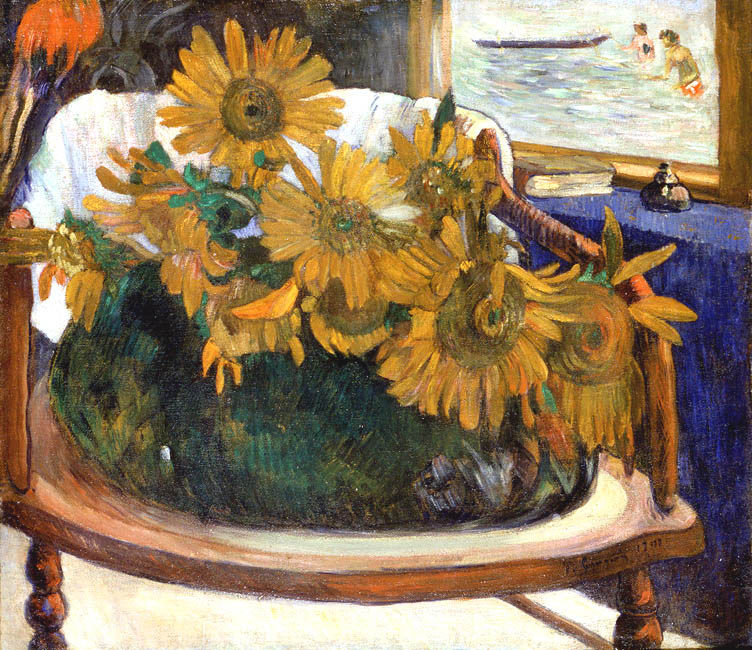 Painters [*/ ) Sunflowers | Paintings by Paul Gauguin, 1901 4 Painters [*/ ) Sunflowers | Paintings by Paul Gauguin, 1901 Paul Gauguin Still Life with Sunflowers on an Armchair 1901