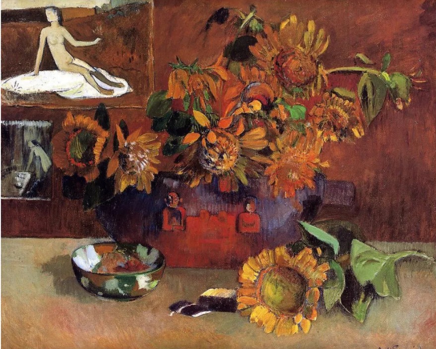 Painters [*/ ) Sunflowers | Paintings by Paul Gauguin, 1901 5 Painters [*/ ) Sunflowers | Paintings by Paul Gauguin, 1901 Paul Gauguin Sunflowers with Puvis de Chavanness Hope 1901