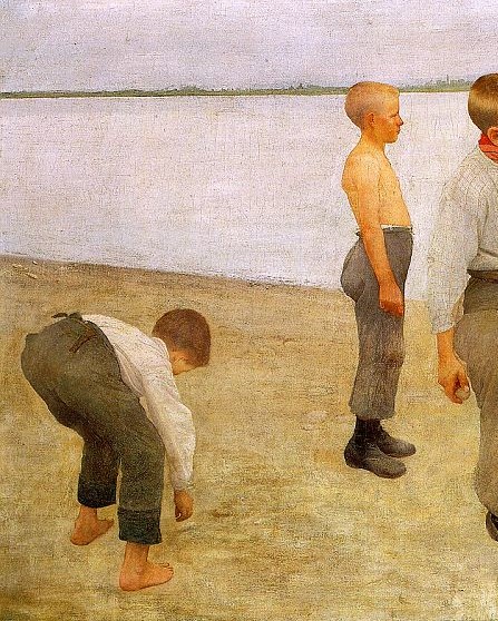 Karoly Ferenczy Boys Throwing Pebbles into the River 1890 detail 1