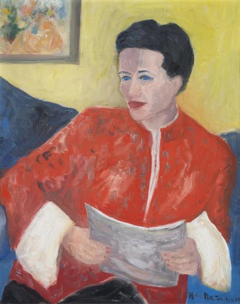 Helene de Beauvoir Portrait De Simone En Veste Rouge 1986