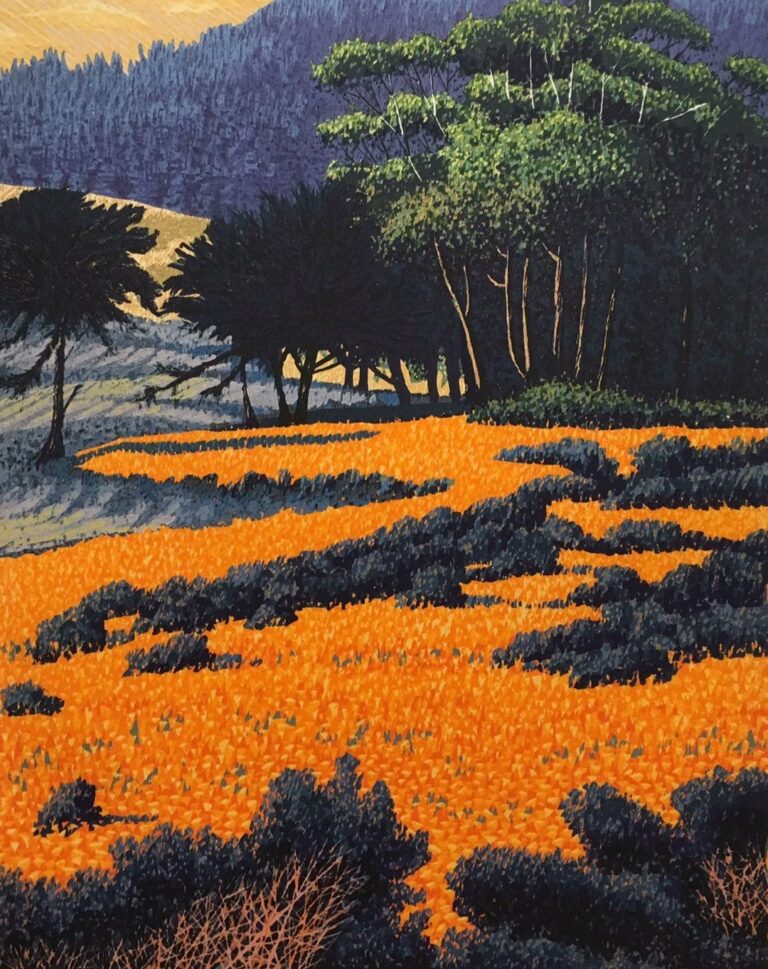 Gordon-Mortensen-Carmel-Poppies-1996-woodcut