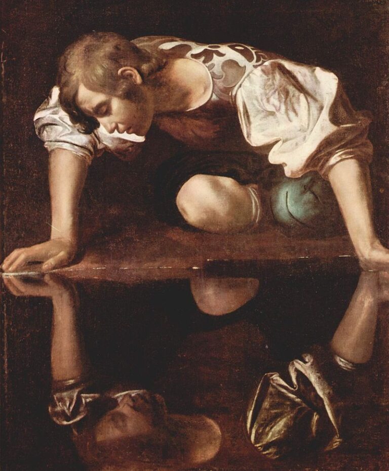 Michelangelo-Caravaggio-Narcissus-1594-1596