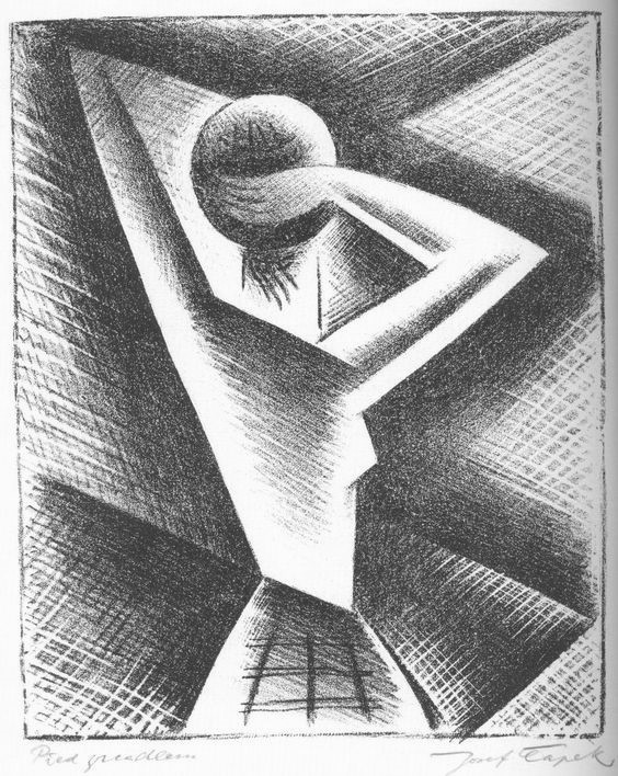 Josef Capek In front of a mirror 1918 lithography