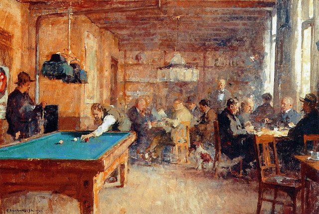 Billiard Players | Paintings by James Ensor / Honore Daumier / Edgar Degas / Paul Gauguin / Milton Avery / Vincent van Gogh / Varvara Stepanova (1876 -1933) 8 Billiard Players | Paintings by James Ensor / Honore Daumier / Edgar Degas / Paul Gauguin / Milton Avery / Vincent van Gogh / Varvara Stepanova (1876 -1933) Cornelis Vreedenburgh The Bar Of Jan Hamdorff