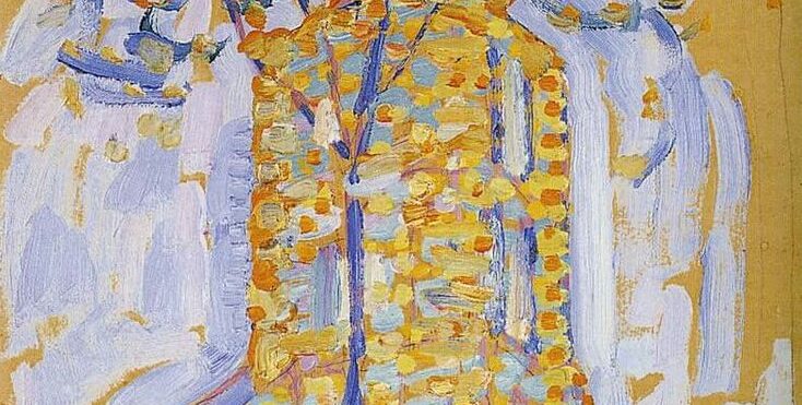 Piet-Mondrian-Church-at-Domburg-with-Tree-1909