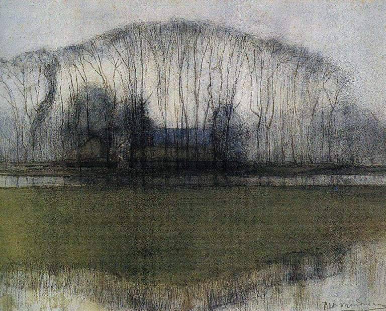 Piet Mondrian Geinrust Farm in Watery Landscape 1905