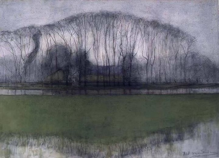 Piet Mondrian Row of Trees in Swampy Landscape near Duivendrecht 1905 06