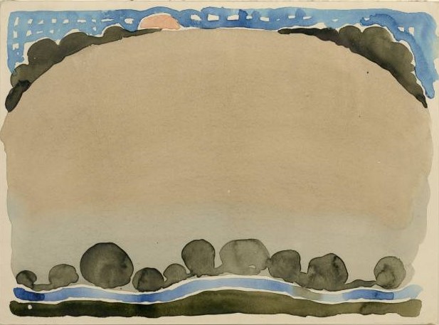 Georgia OKeeffe Hill Stream and Moon 1916 1917