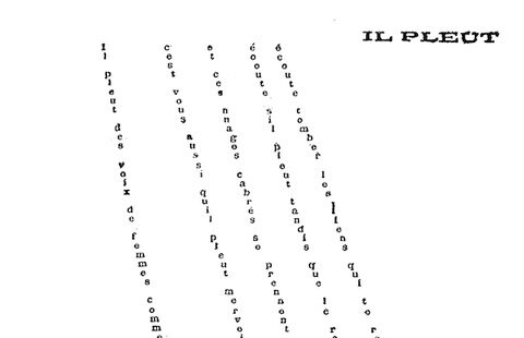 Guillaume Apollinaire, Il Pleut, Calligrammes, 1916