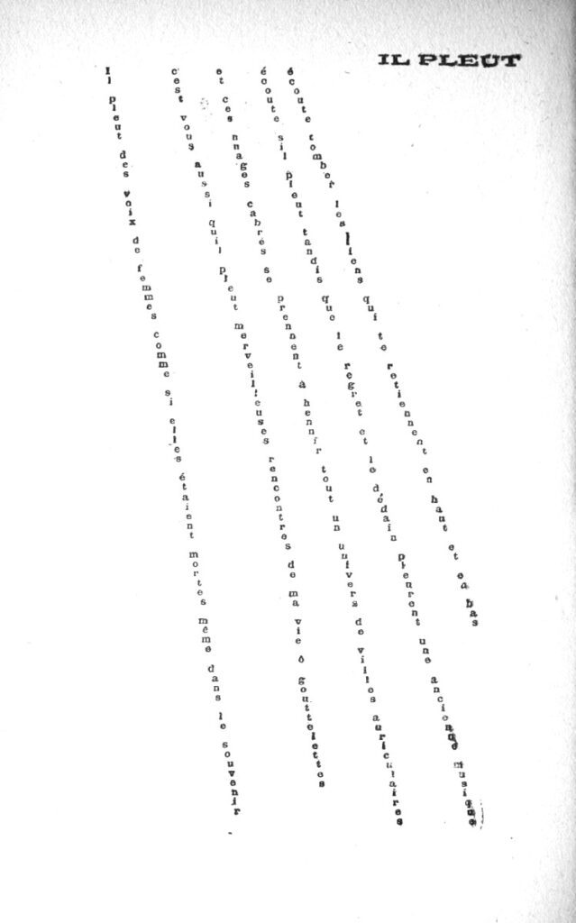 Guillaume Apollinaire Il Pleut Calligrammes 1916