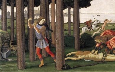 Sandro Botticelli -  La historia de Nastagio degli Onesti,  second episode , 1483, detail