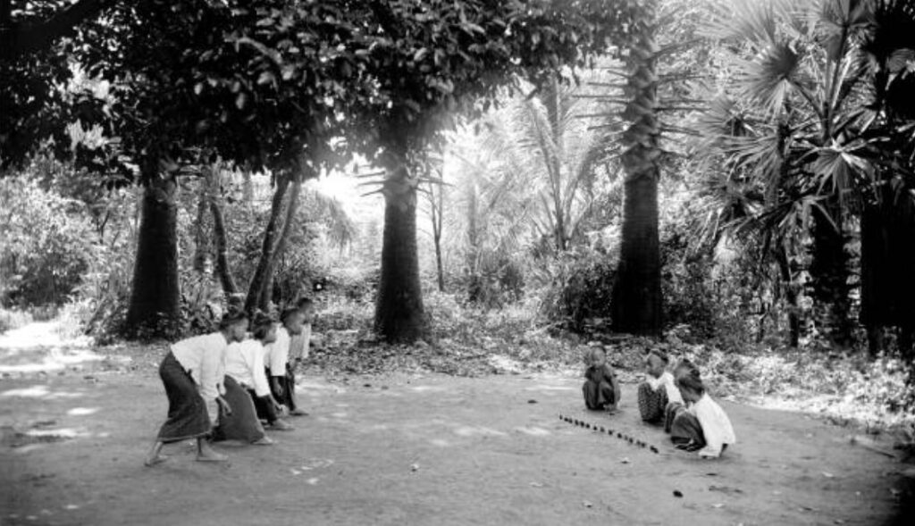 Playing marbles Myanmar 1890