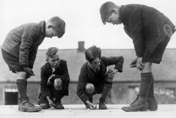 Playing marbles in Ireland 1930
