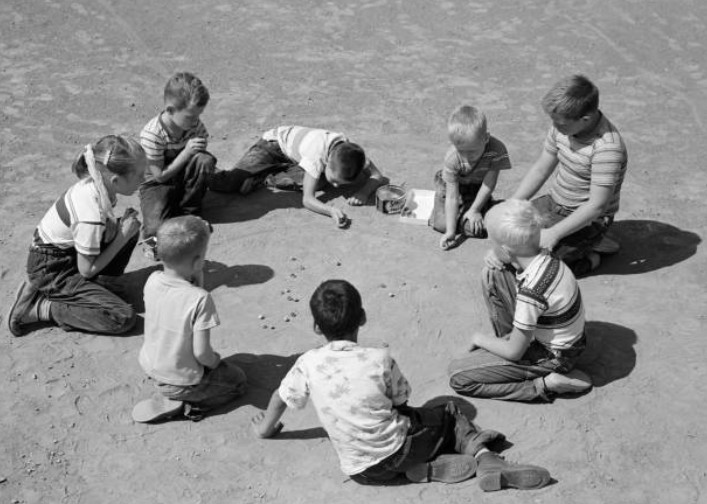 playing marbles 1955