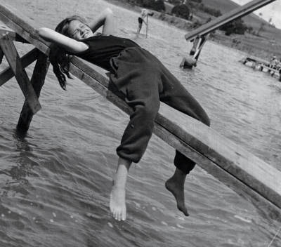 Eva Besnyo Girl on Plank 1930s