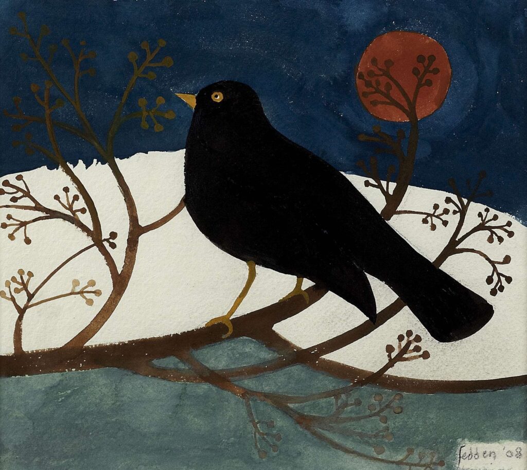 Mary Fedden Blackbird on a Branch with Berries 2008