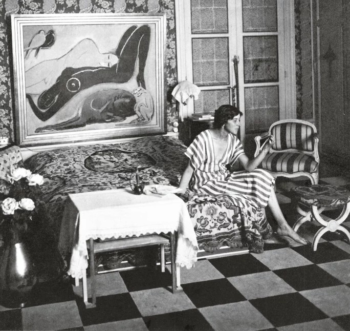 Boris Lipnitzky Denise Poiret with her dog Bergere below Kees Van Dongen Stillness 1912 v