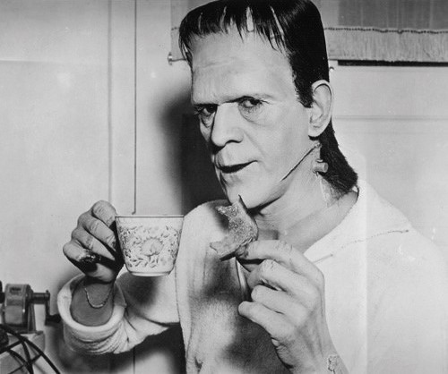 Boris Karloff on the set of Son of Frankenstein 1939