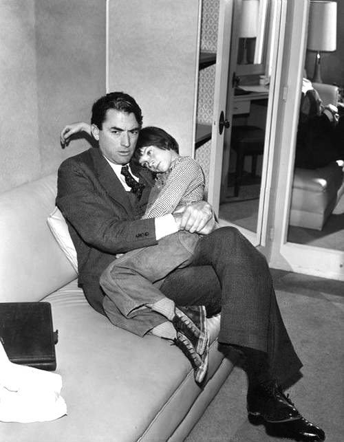 Gregory Peck and Mary Badham behind the scenes of To Kill a Mockingbird1962