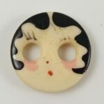 Bone Button with Hand Painted Flapper Girl Face