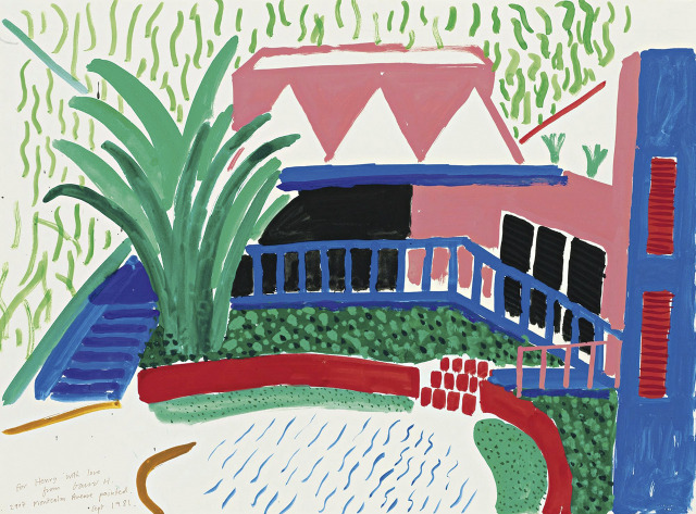 David Hockney 2907 Montcalm Avenue My House In Blue And Red 1981