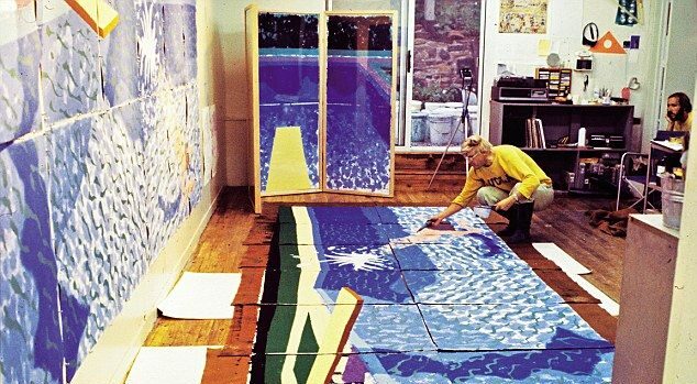 David Hockney at work in his studio, 1978