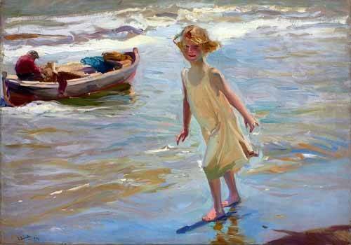 Joaquin Sorolla Petite fille marchant sur la plage