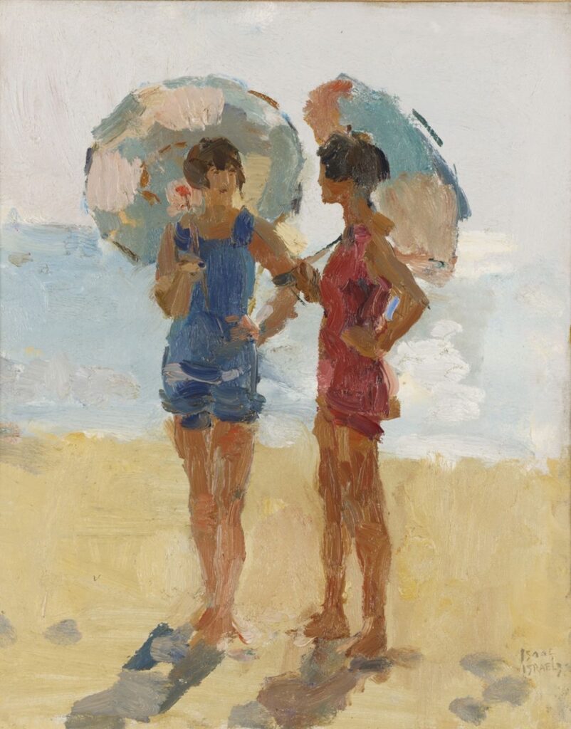 Girls with parasol on the Beach Viareggio Isaac Israel 1923 34