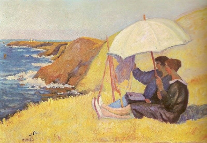 Le peintre et son modele sous le parasol a Belle Ile Jean Puy 1905