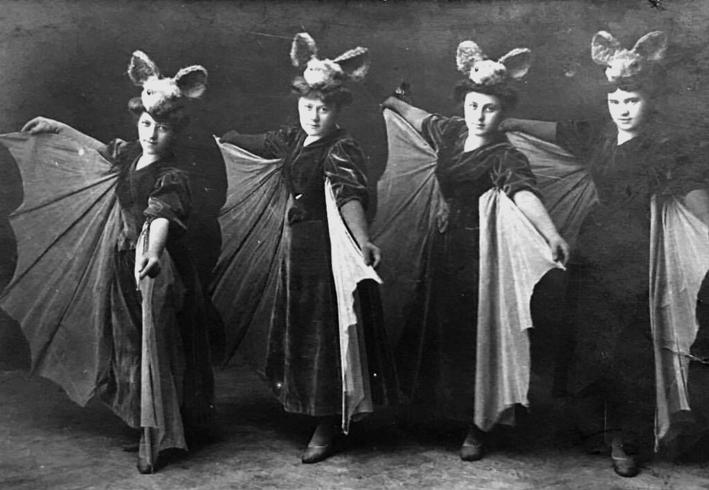 Bat girls found vintage postcard 1920 1