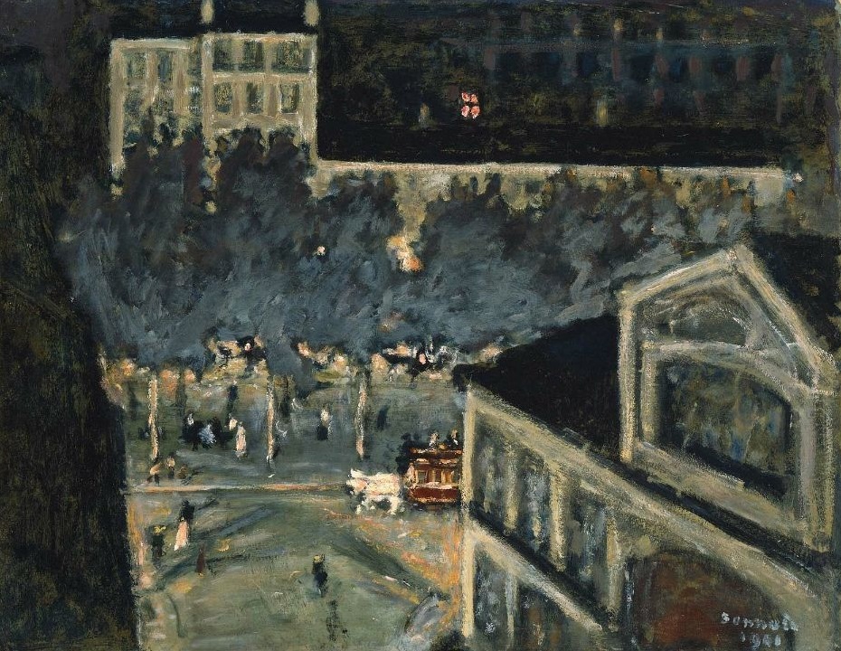 Paris by night | Paintings by Camille Pissarro / Pierre Bonnard / Henri Evenepoel / Bernard Lamotte / Maxime Maufra / Lelia Caetani di Sermoneta, 1895-1933 6 Paris by night | Paintings by Camille Pissarro / Pierre Bonnard / Henri Evenepoel / Bernard Lamotte / Maxime Maufra / Lelia Caetani di Sermoneta, 1895-1933 Paris Boulevard at Night Pierre Bonnard 1900