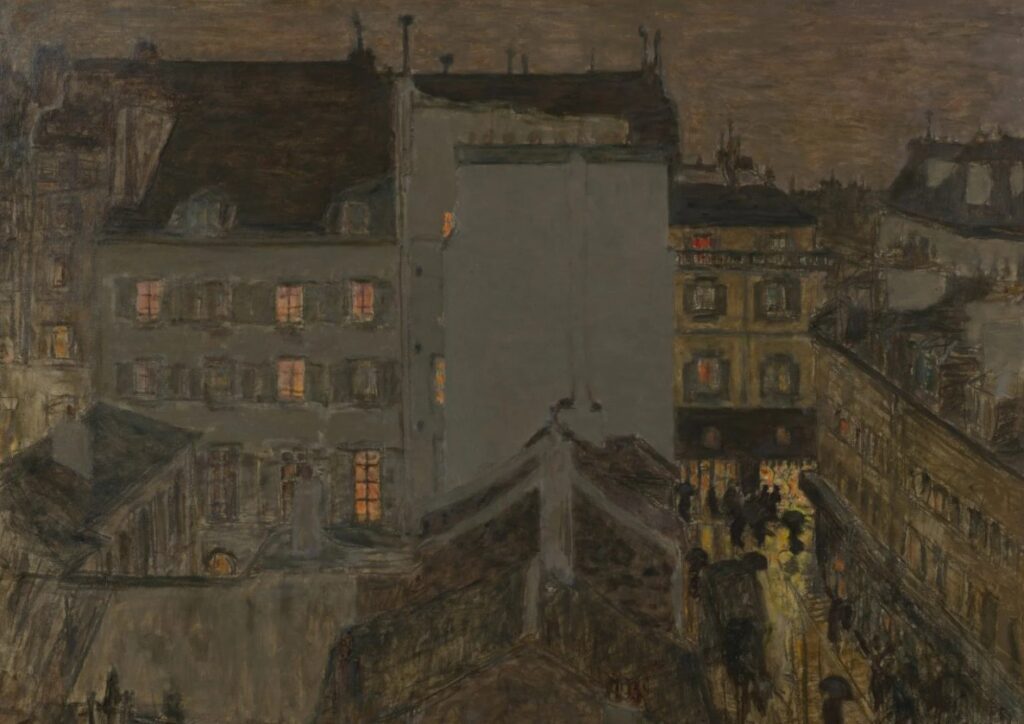 Paris by night | Paintings by Camille Pissarro / Pierre Bonnard / Henri Evenepoel / Bernard Lamotte / Maxime Maufra / Lelia Caetani di Sermoneta, 1895-1933 4 Paris by night | Paintings by Camille Pissarro / Pierre Bonnard / Henri Evenepoel / Bernard Lamotte / Maxime Maufra / Lelia Caetani di Sermoneta, 1895-1933 Pierre Bonnard Montmartre in the Rain 1897